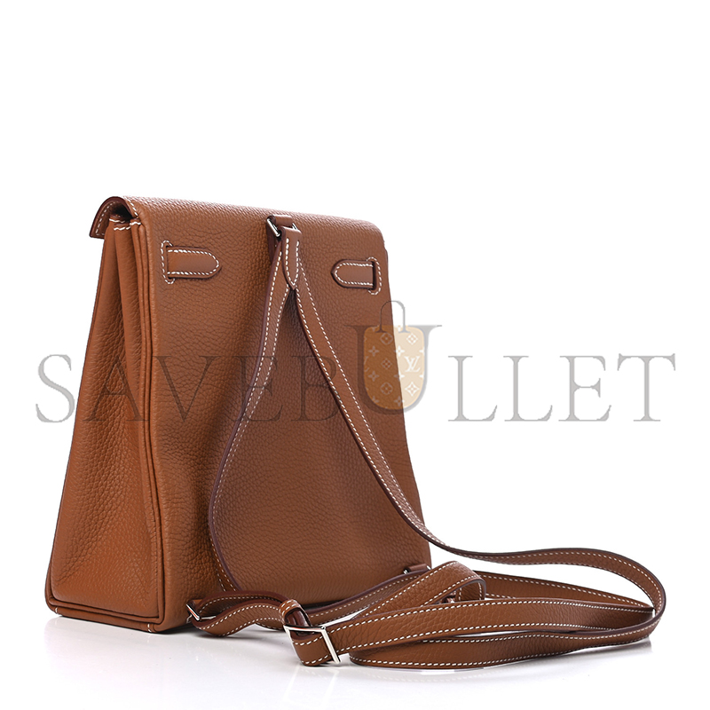 H**mes master taurillon clemence kelly ado backpack gold (23*22*10cm)